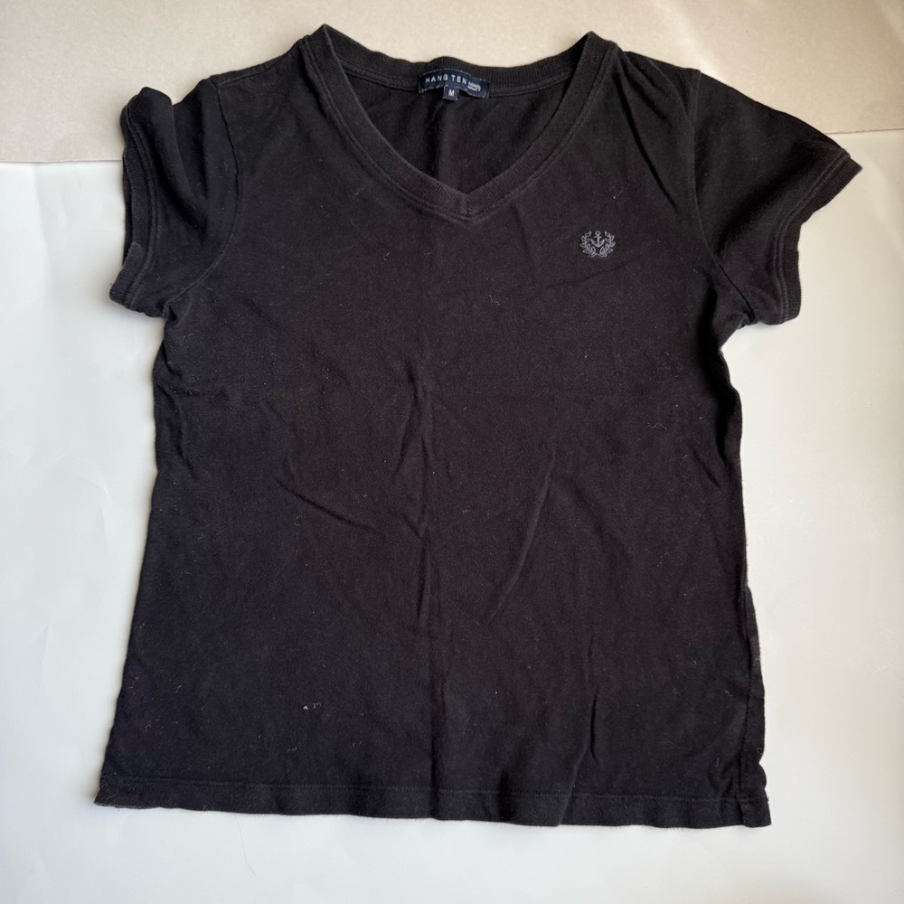 Hang Ten Unisex Kids Black V-Neck Shirt - Size Medium (Used)